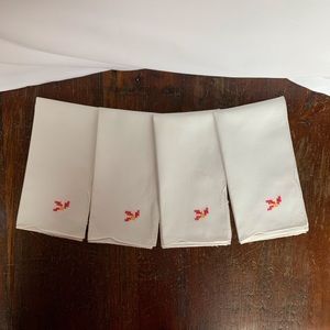 Vintage Holly Cross Stitch Napkins - Set Of 4